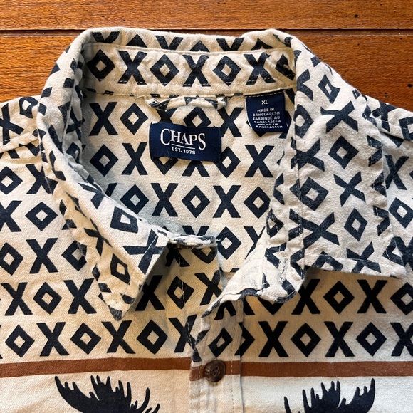 Chaps 1978 Ralph Lauren Aztec Moose Pattern Button Down - Picture 4 of 9
